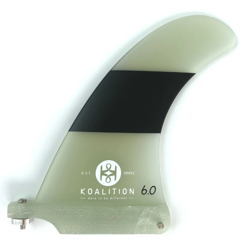Koalition California Longboard Fin 6 Inch Clear Black Stripes 1 Koalition California Longboard Fin 6 Inch Clear Black Stripes