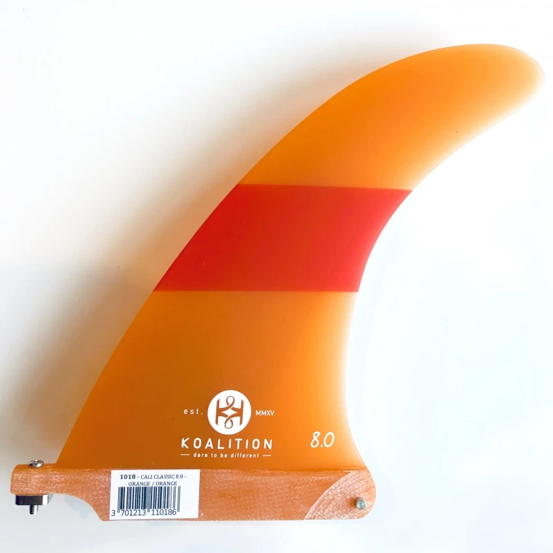 Koalition California Longboard Fin 8 Inch Orange Stripes 1 Koalition California Longboard Fin 8 Inch Orange Stripes