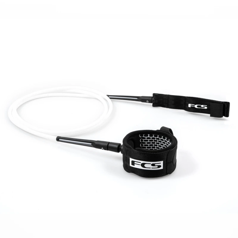 FCS All Round Essential Longboard Leash 9ft White Black 1 FCS All Round Essential Longboard Leash 9ft White Black