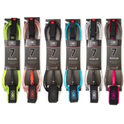 Ocean Earth Regular Surfboard Leash 7ft - Lime