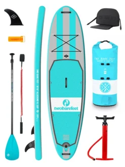 Two Bare Feet Archer (Allround XL) 10'10" X 33" X 6" Inflatable SUP Deluxe Fibreglass Hybrid Pack (Teal)