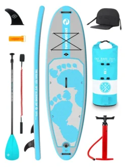 Two Bare Feet Entradia (Allround) 10'6" X 34" X 4.75" Inflatable SUP Deluxe Fibreglass Hybrid Pack (Aqua)