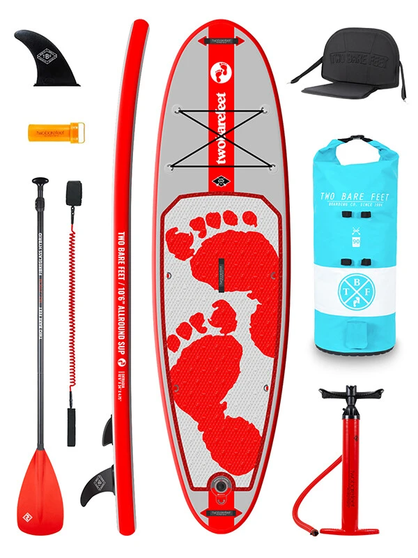 Two Bare Feet Entradia (Allround) 10'6" X 34" X 4.75" Inflatable SUP Deluxe Fibreglass Hybrid Pack (Red) 1 Two Bare Feet Entradia (Allround) 10'6" X 34" X 4.75" Inflatable SUP Deluxe Fibreglass Hybrid Pack (Red)