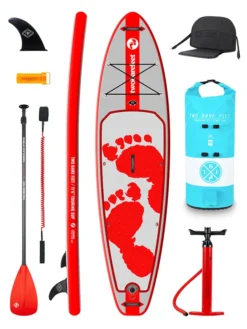 Two Bare Feet Entradia (Touring) 11'6" X 34" X 6" Inflatable SUP Deluxe Fibreglass Hybrid Pack (Red)
