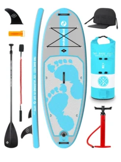 Two Bare Feet Entradia (Allround XS) 8'6" X 34" X 4.75" Inflatable Juniors SUP Deluxe Carbon Hybrid Pack (Aqua)