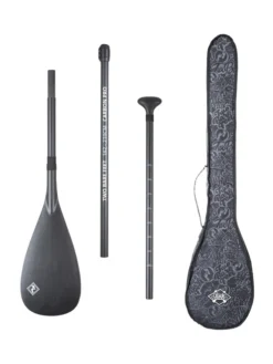 Two Bare Feet 3 Piece Carbon Pro SUP Paddle & Bag Package (Black)