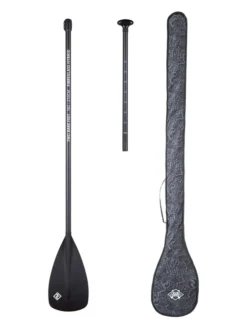 Two Bare Feet 2 Piece Fibreglass Hybrid SUP Paddle & Bag Package (Black)