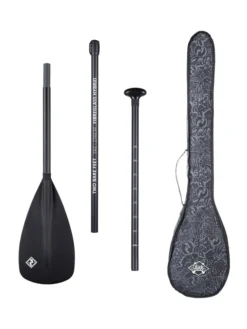 Two Bare Feet 3 Piece Fibreglass Hybrid SUP Paddle & Bag Package (Black)