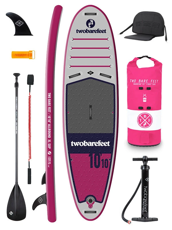 Two Bare Feet Sport Air (Allround XL) 10'10" X 33" X 6" Inflatable SUP Deluxe Carbon Hybrid Pack (Raspberry) 1 Two Bare Feet Sport Air (Allround XL) 10'10" X 33" X 6" Inflatable SUP Deluxe Carbon Hybrid Pack (Raspberry)