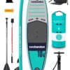Two Bare Feet Sport Air (Allround) 10'6" X 33" X 4.75" Inflatable SUP Deluxe Carbon Hybrid Pack (Teal)