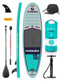 Two Bare Feet Sport Air (Allround) 10'6" X 33" X 4.75" Inflatable SUP Ultimate Pack (Teal)