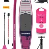 Two Bare Feet Sport Air (Touring) 12'0" X 33" X 6" Inflatable SUP Deluxe Fibreglass Hybrid Pack (Raspberry)
