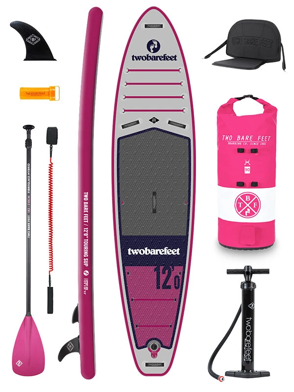 Two Bare Feet Sport Air (Touring) 12'0" X 33" X 6" Inflatable SUP Deluxe Fibreglass Hybrid Pack (Raspberry) 1 Two Bare Feet Sport Air (Touring) 12'0" X 33" X 6" Inflatable SUP Deluxe Fibreglass Hybrid Pack (Raspberry)